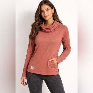 DESO Performance Hoodie Rust Clay Cowl Neck Pullover WomenMedium Athleisure Top